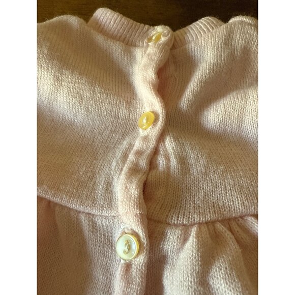 Vintage Baby Girl Doll Knit Dress With Buttons & Bow Pink - Picture 2 of 14
